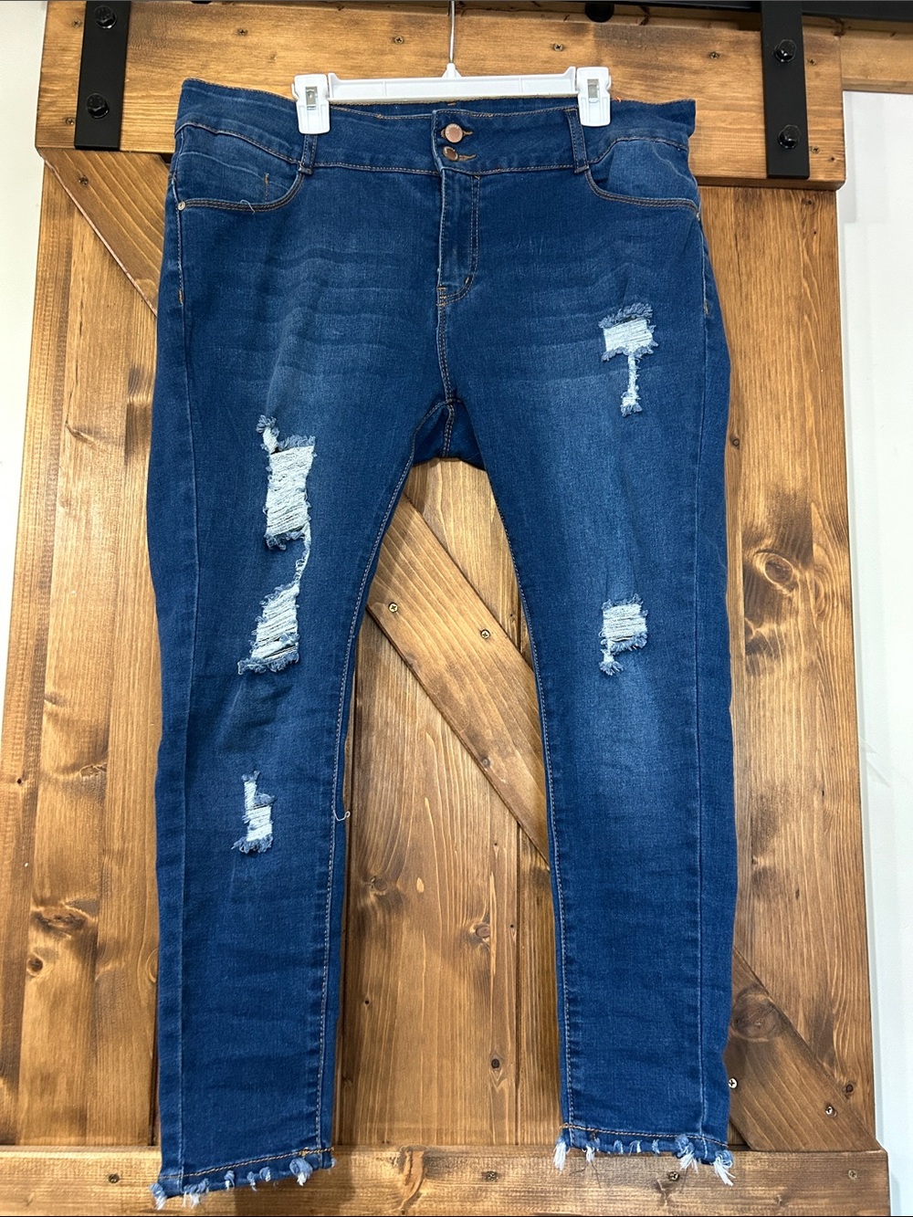 Women's Dark Blue Distressed Jeggings